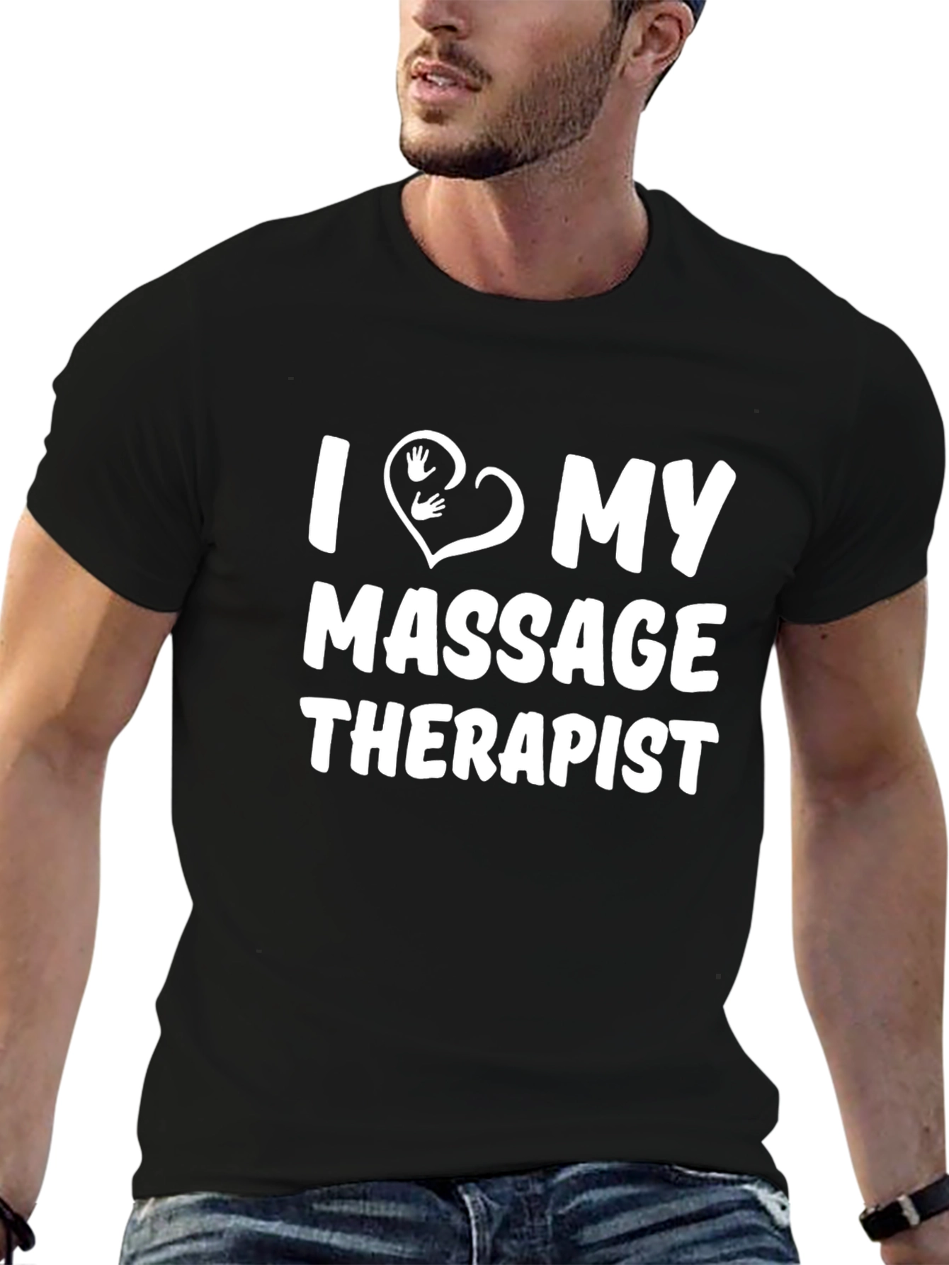 Black I Love My Massage Therapist Black Graphic Tee view 6