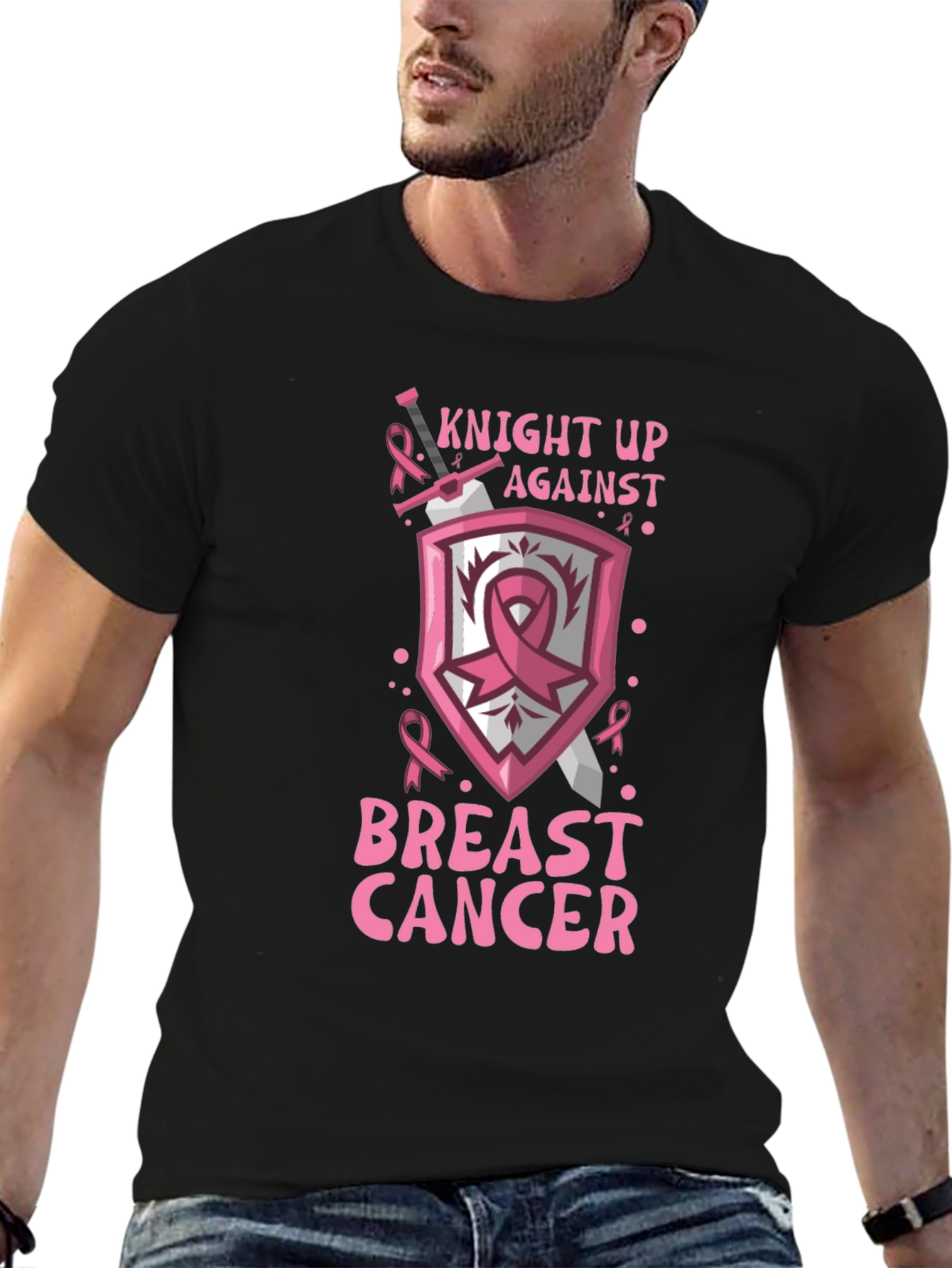 Black Knight Up Against Breast Cancer Awareness T-Shirt view 6