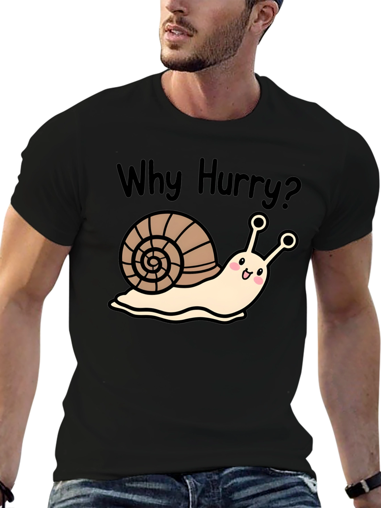 Black Why Hurry? Snail Graphic T-Shirt view 6