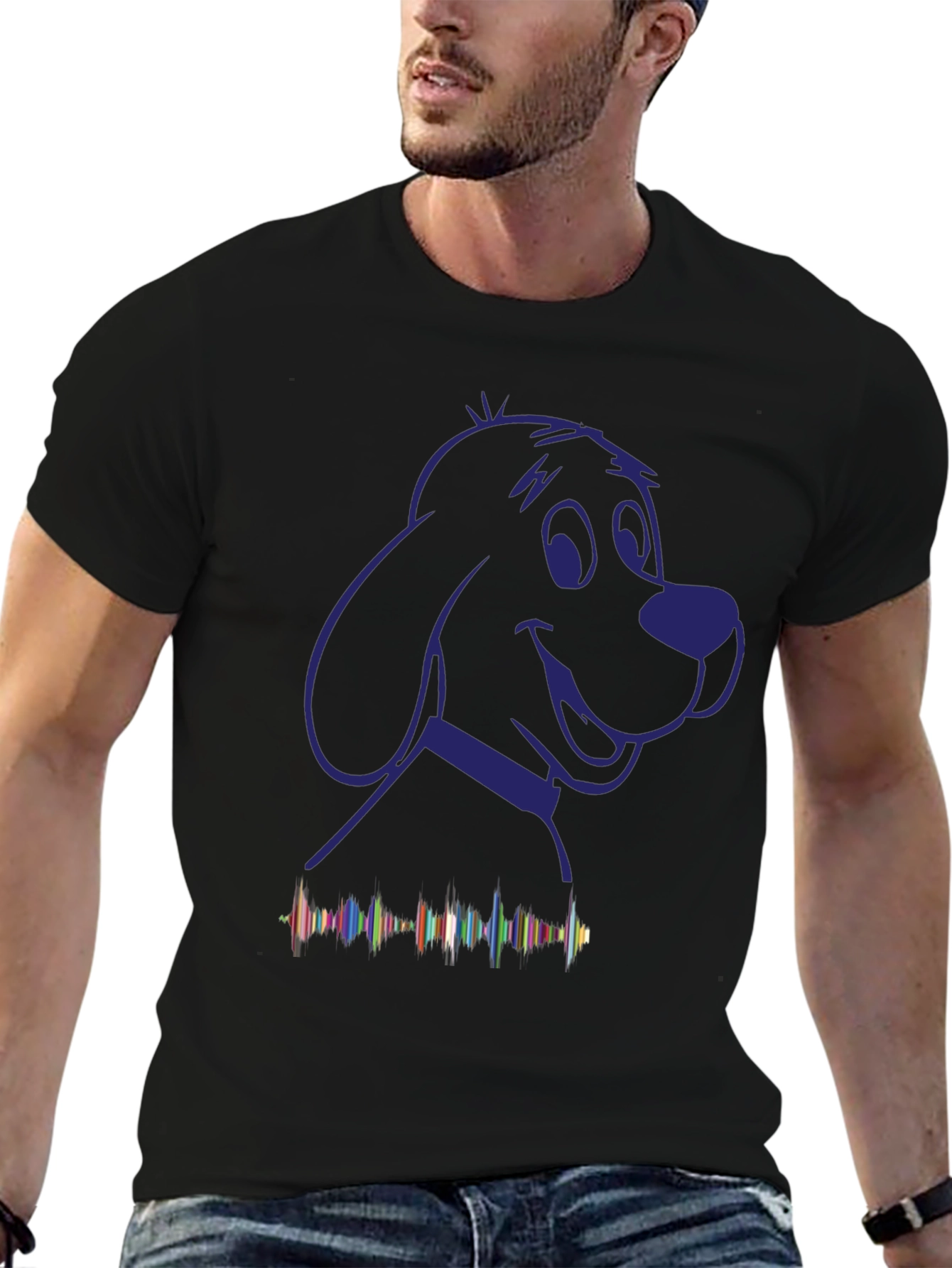 Black Dog Outline T-Shirt with Soundwave Graphic view 6