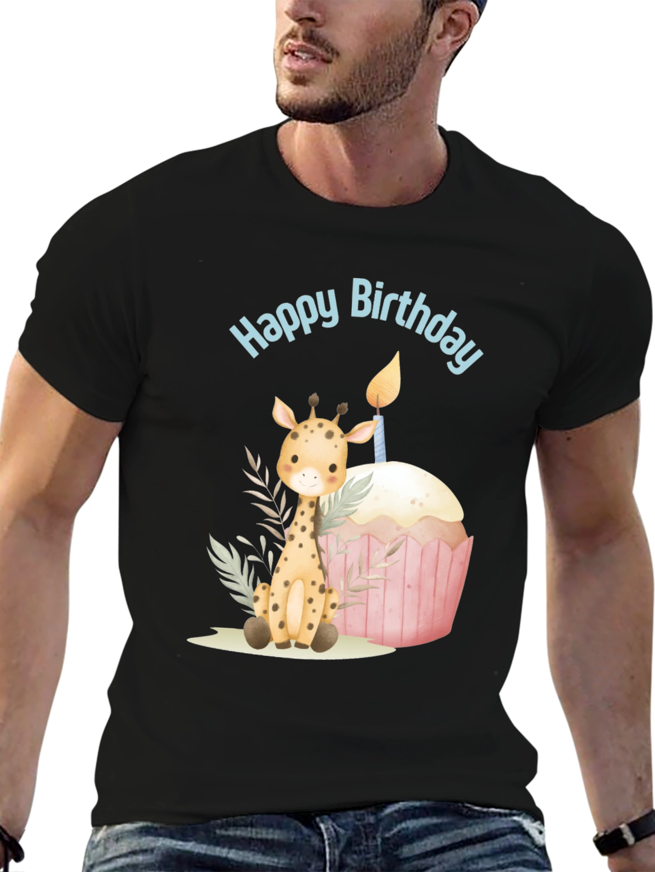 Black Giraffe Birthday Tee view 6