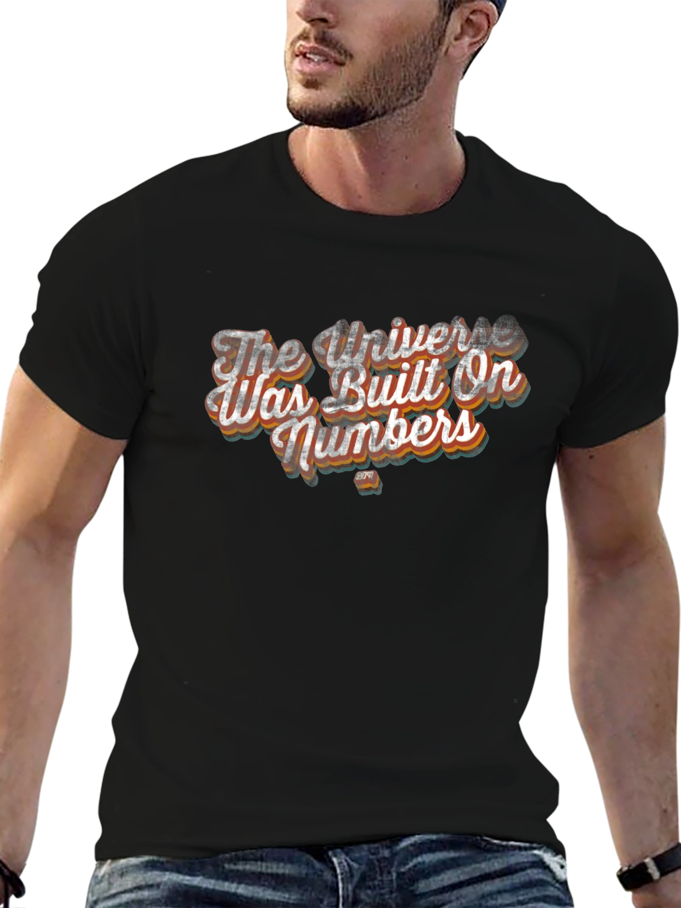 Black Universe Built On Numbers Graphic Tee view 6