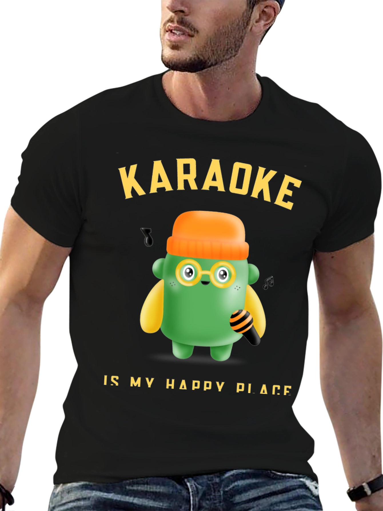 Black Karaoke My Happy Place T-Shirt Fun Graphic Tee view 6