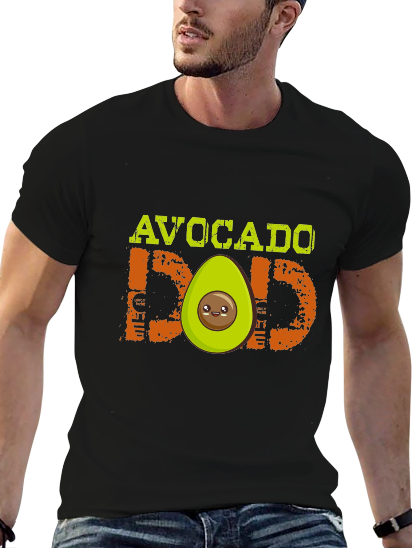 Black Avocado Dad Graphic T-Shirt - Black, Cute Design view 6