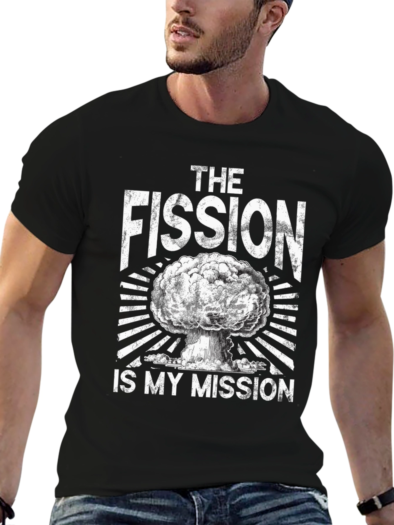 Black The Fission Is My Mission T-Shirt - Nuclear Physics Humor view 6