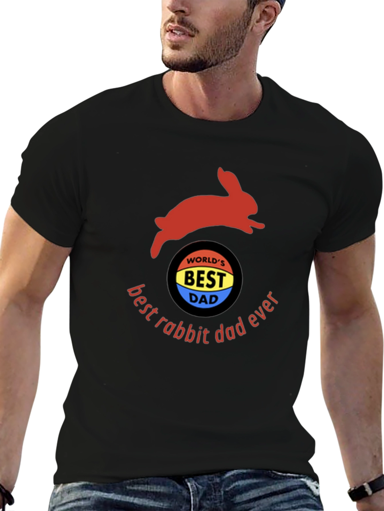 Black Best Rabbit Dad Ever T-Shirt view 6