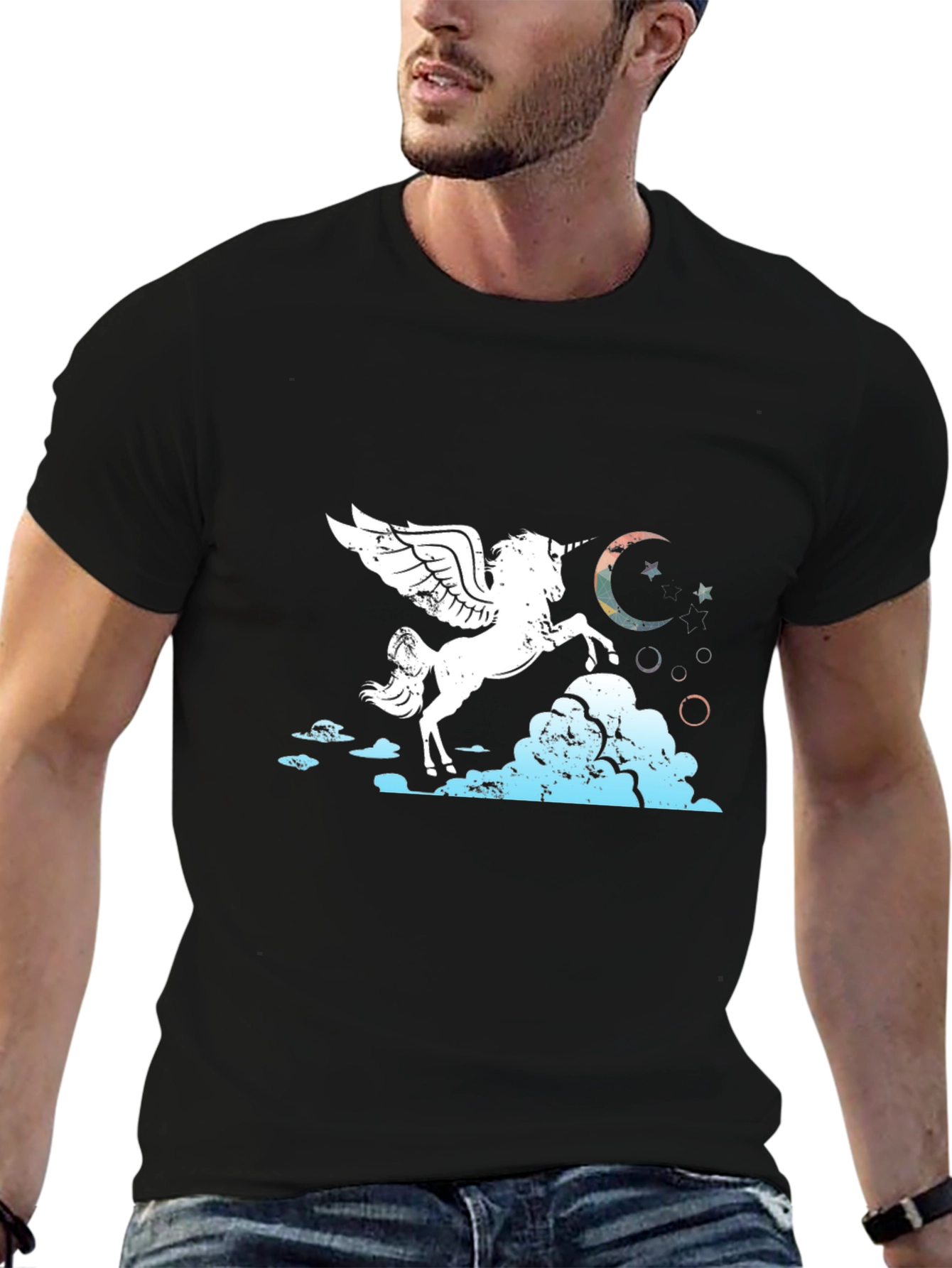 Black Unicorn Pegasus Graphic Tee - Black view 6