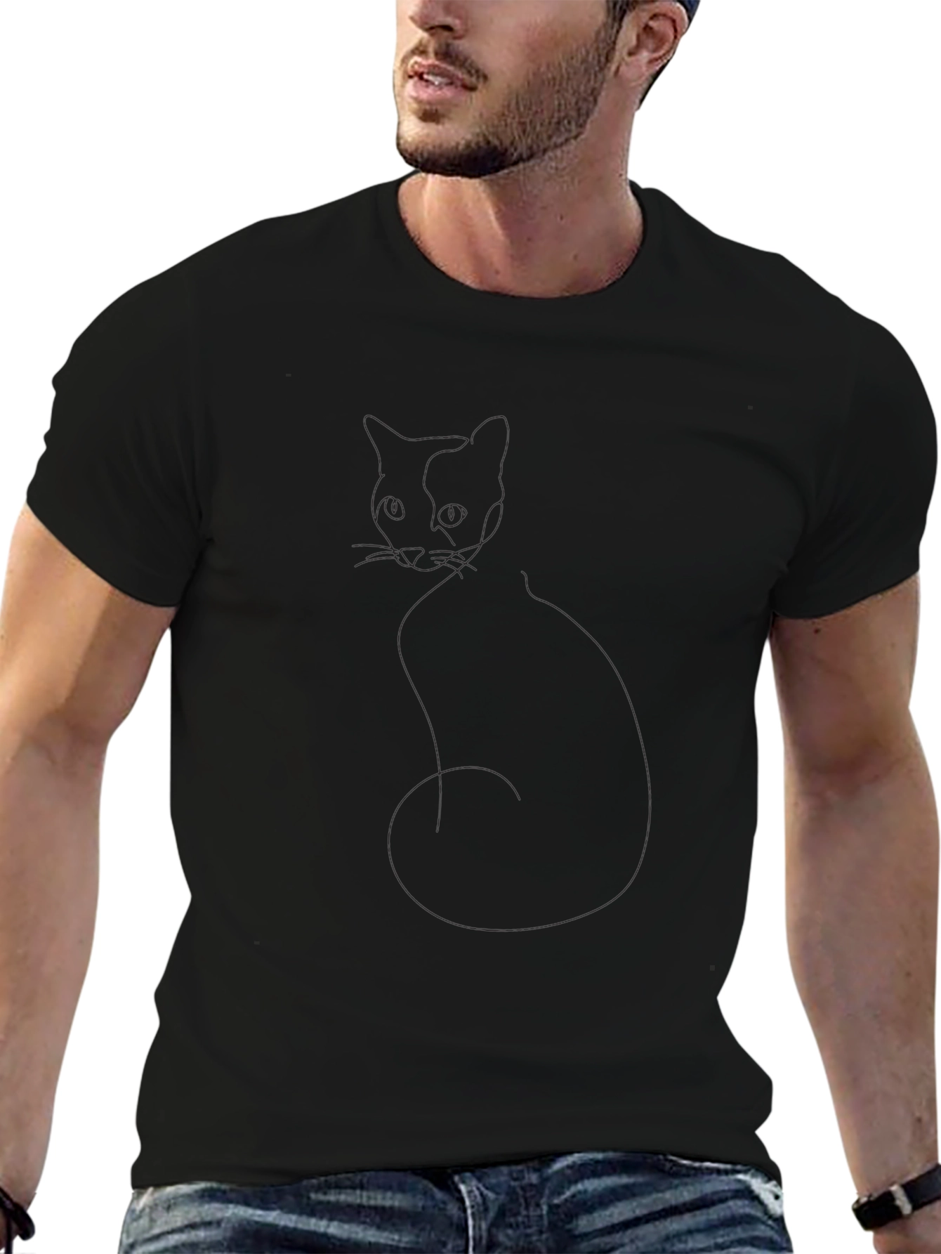 Men's Solid Black Casual T-Shirt - 6