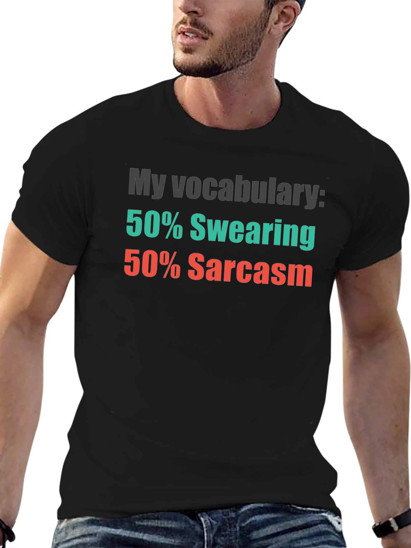 Black Funny Vocabulary Swearing Sarcasm Graphic Tee view 6
