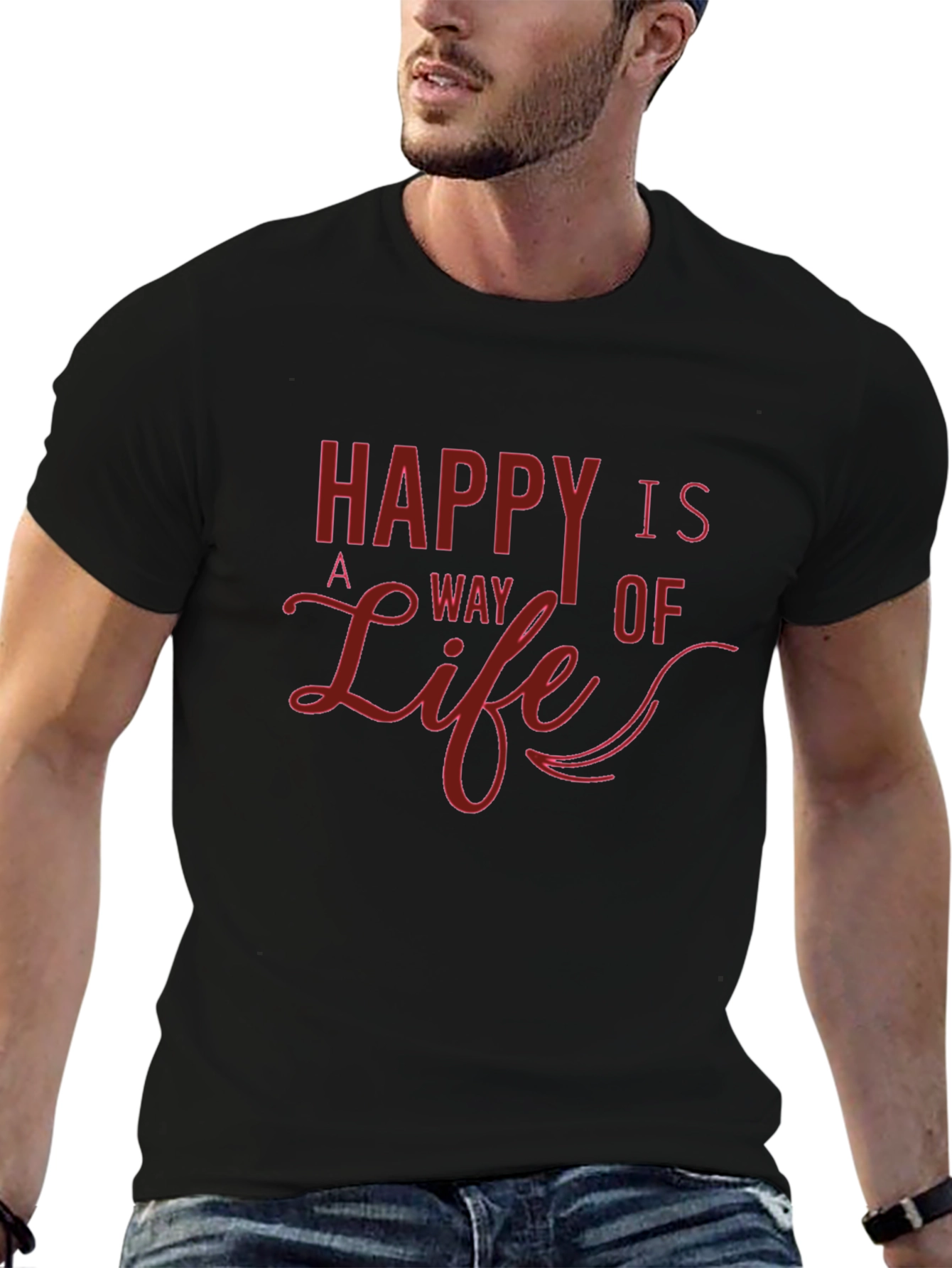 Black Happy is a Way of Life Graphic T-Shirt view 6