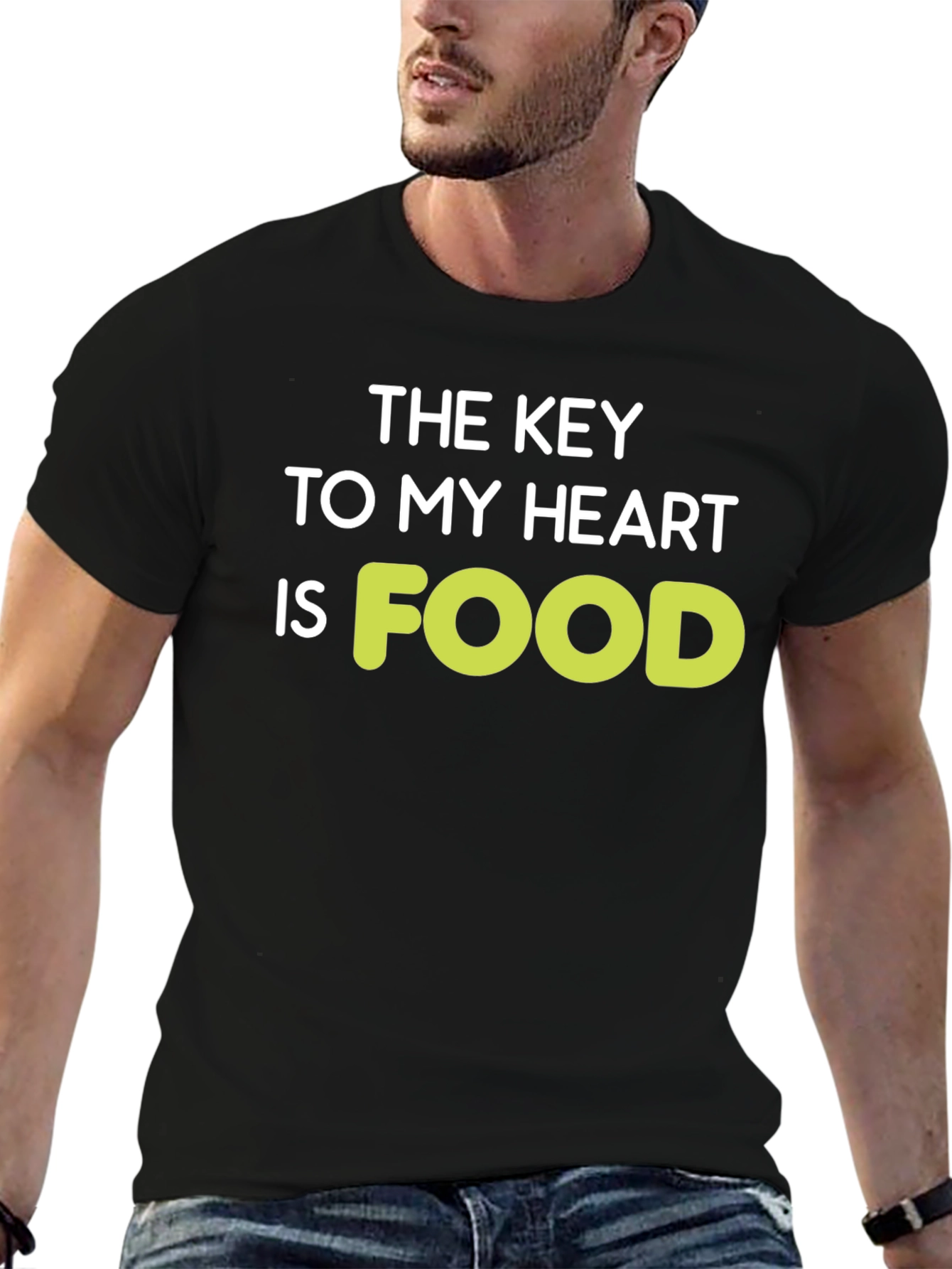 Black The Key to My Heart is Food T-Shirt view 6