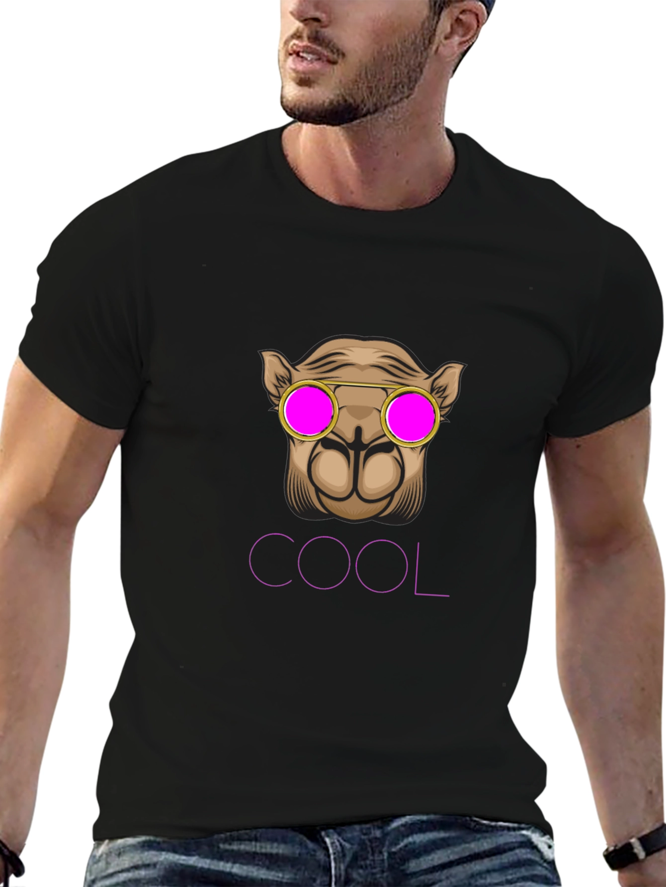 Black Cool Camel Graphic Tee - Stylish Animal Design view 6