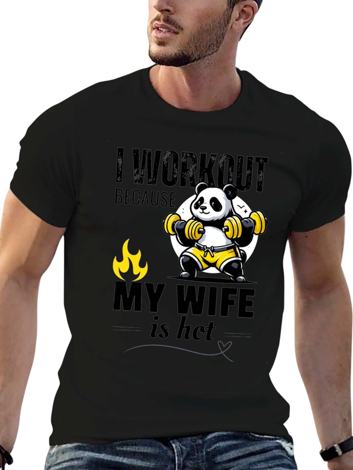 Funny Panda Workout T-Shirt - My Wife is Hot - 6