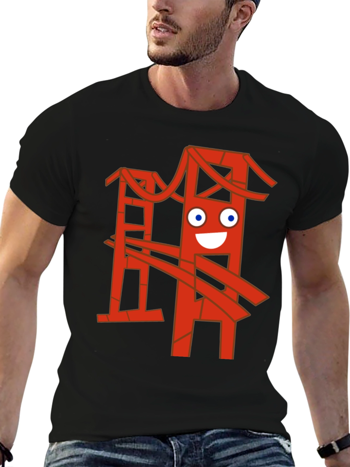 Black Funny Bridge Graphic T-Shirt - Black view 6