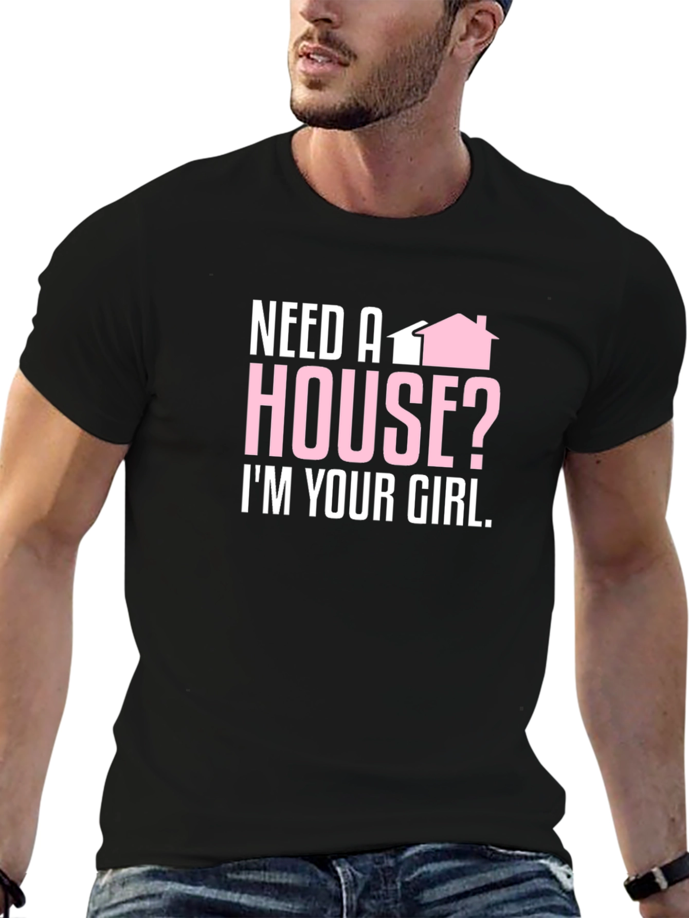 Black Need a House? Black Graphic Tee view 6