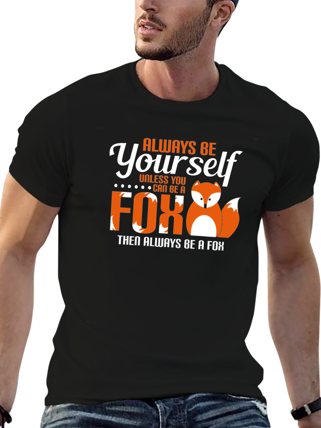 Black Always Be Yourself Fox Graphic T-Shirt view 6