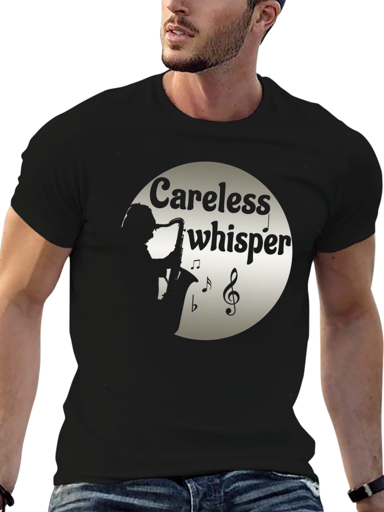 Black Careless Whisper Saxophone T-Shirt view 6