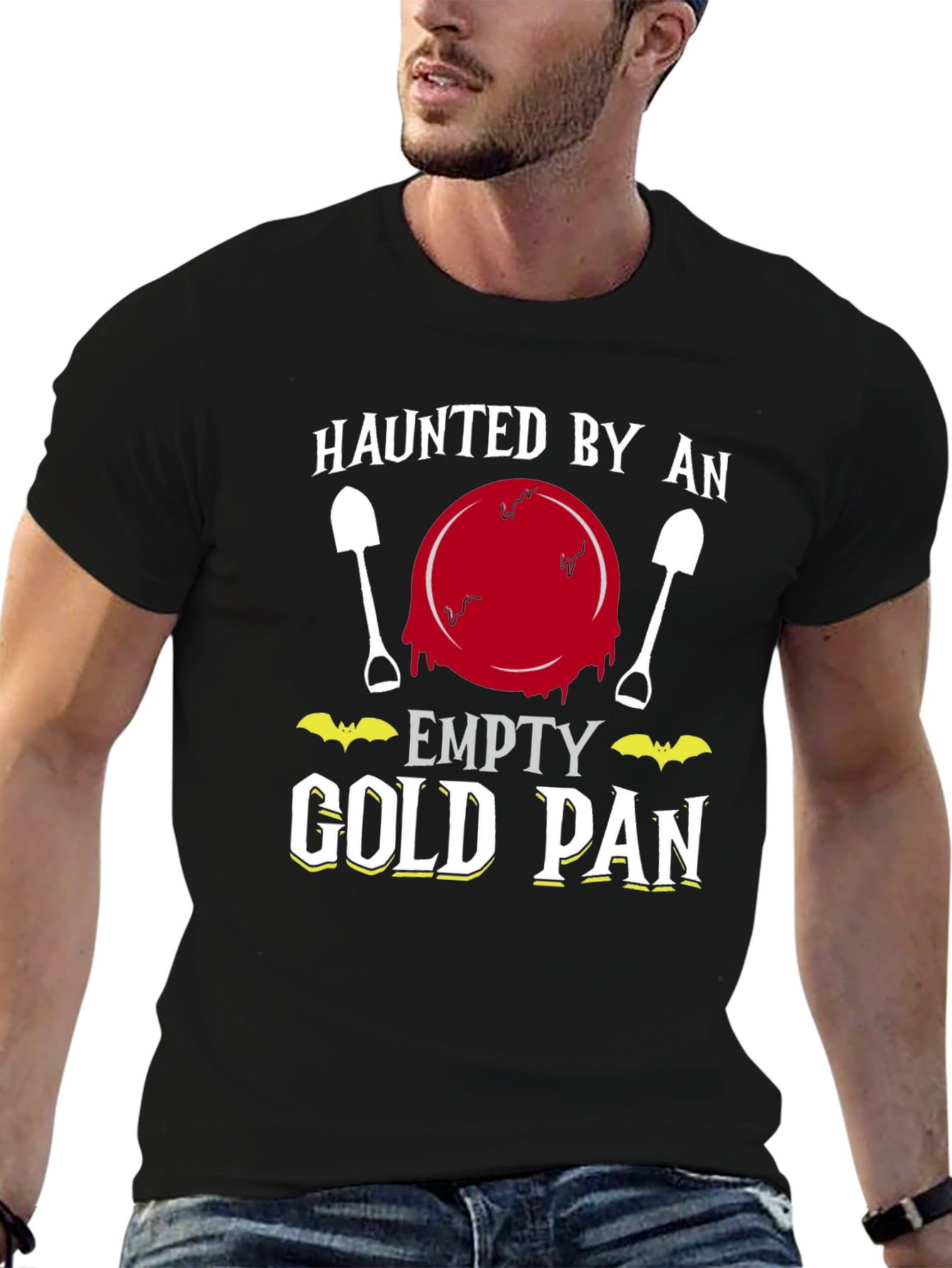 Black Haunted Empty Gold Pan Funny T-Shirt view 6