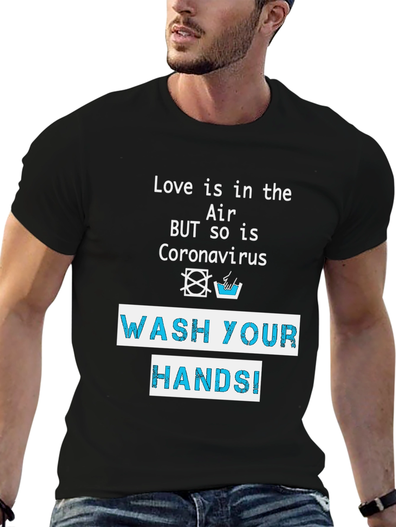 Black Wash Your Hands T-Shirt - Coronavirus Awareness view 6