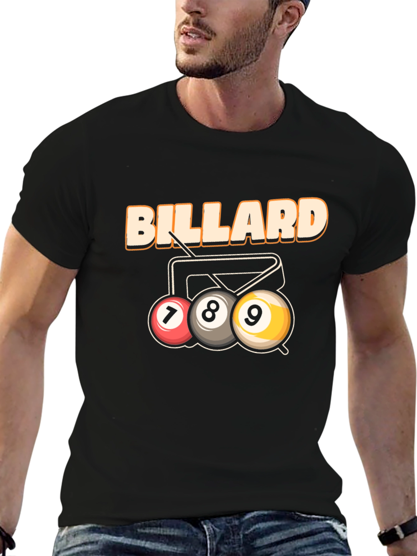 Black Billiard T-Shirt - 7, 8, 9 Ball Design view 6