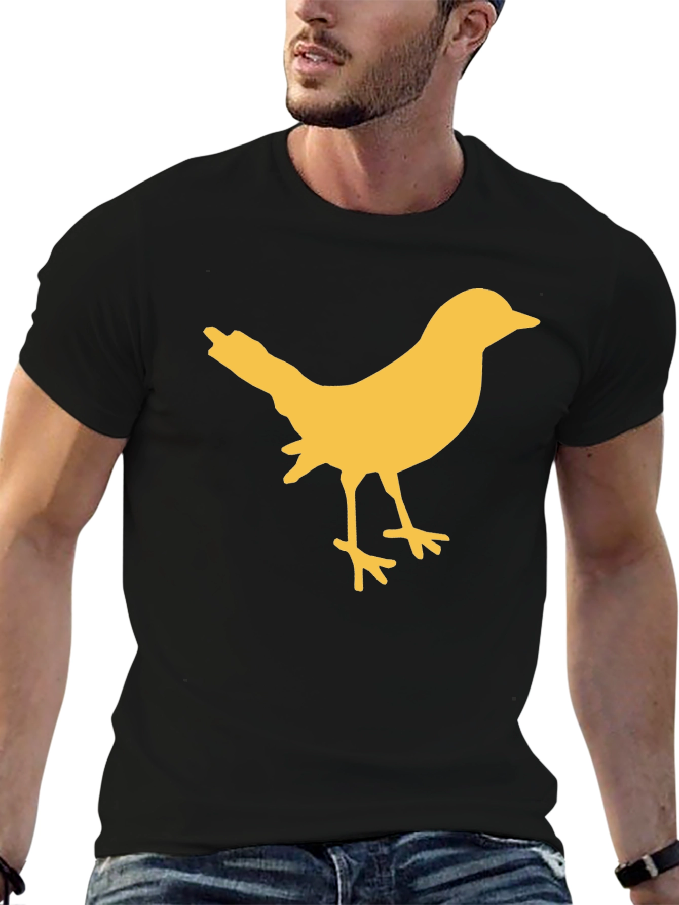 Black Bird Silhouette Graphic Tee - Casual Black T-Shirt view 6