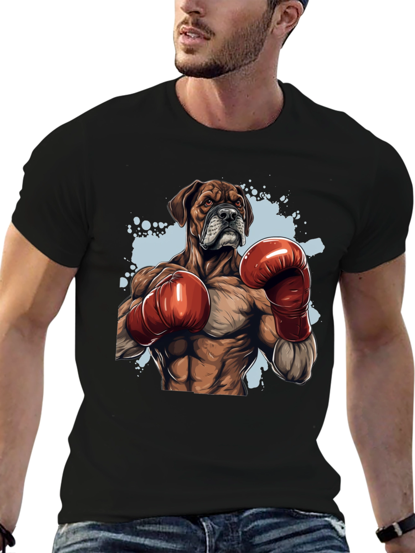 Black Boxer Dog Boxing T-Shirt - Unique Graphic Tee view 6