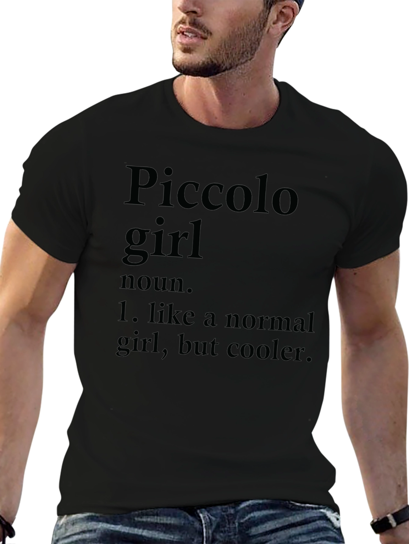 Black Cool Piccolo Girl T-Shirt - Unique Definition Tee view 6