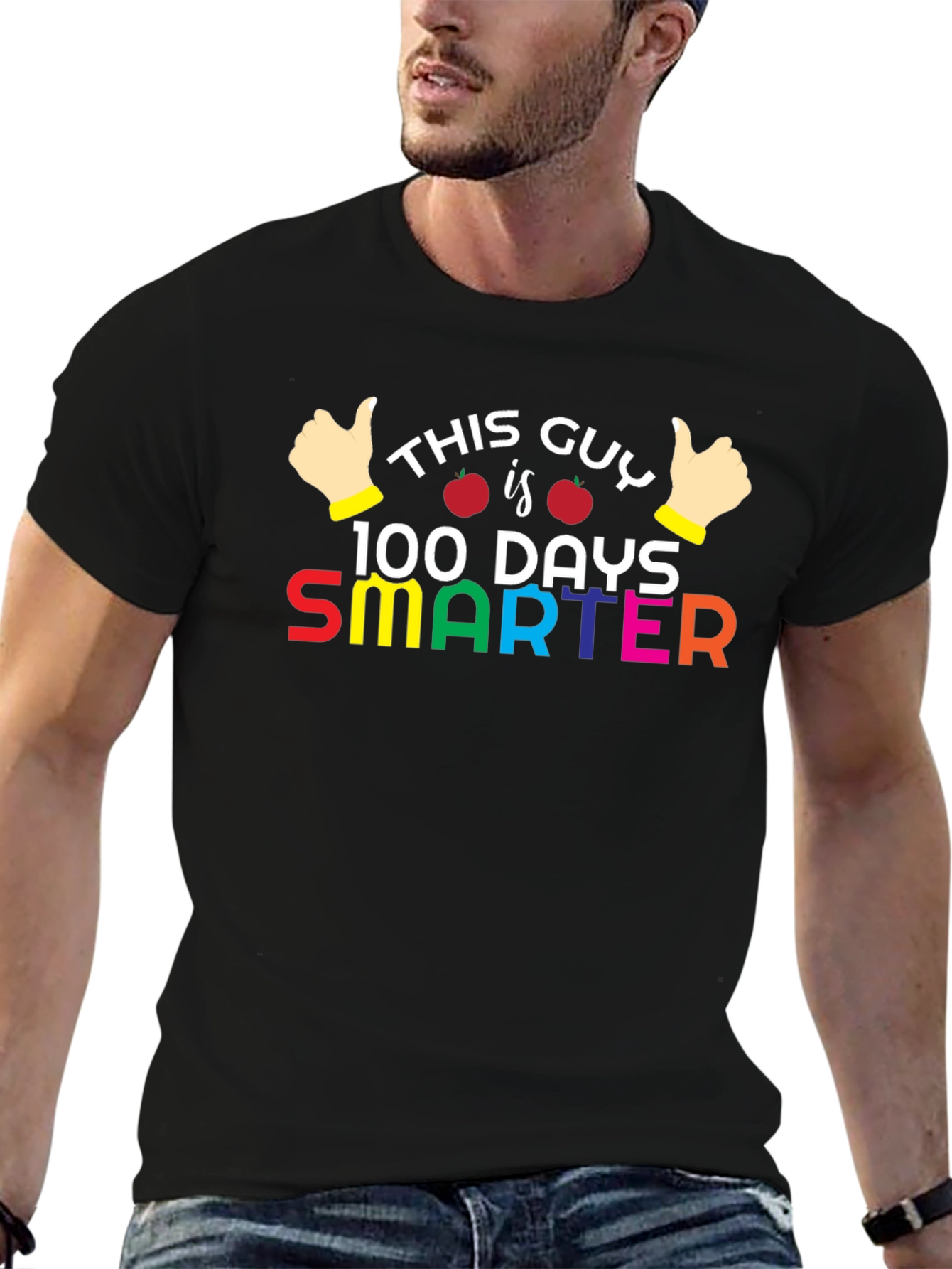 Black 100 Days Smarter T-Shirt - Teacher & Student Apparel view 6