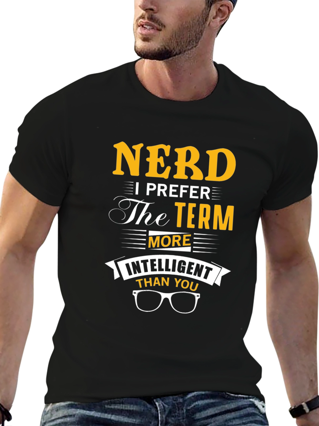 Black Nerd T-Shirt - Intelligent Than You Funny Slogan Tee view 6