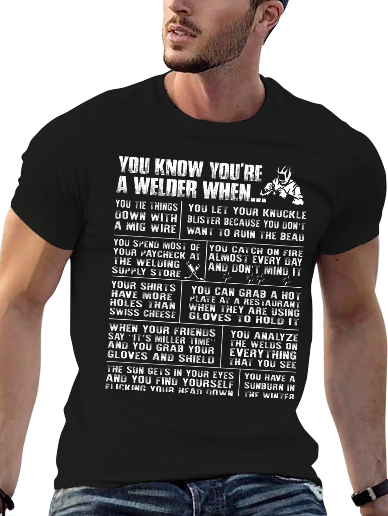 Black Welder Humor T-Shirt: You Know You're A Welder When... view 6