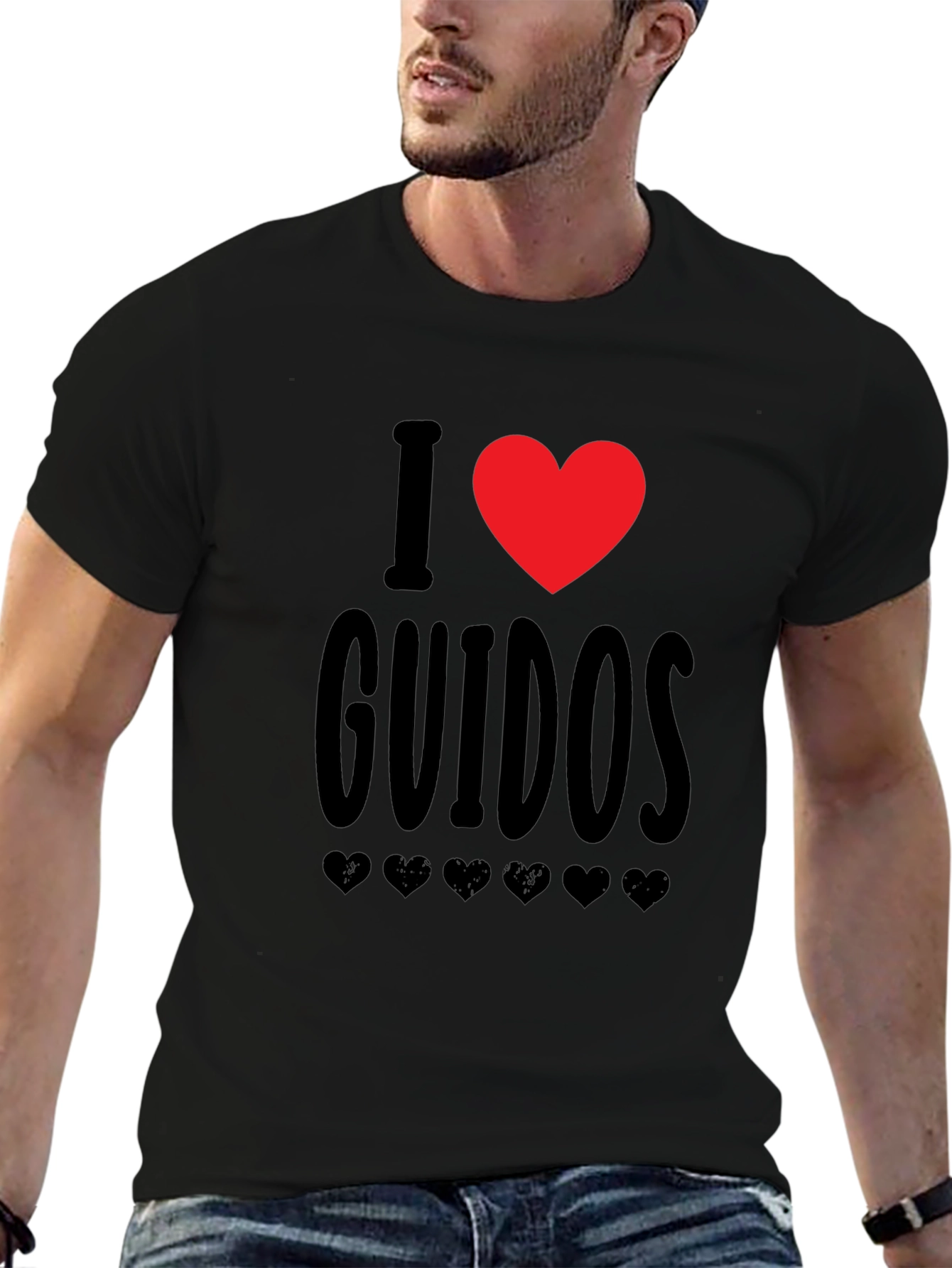Black I Love Guidos T-Shirt - Funny Novelty Tee view 6