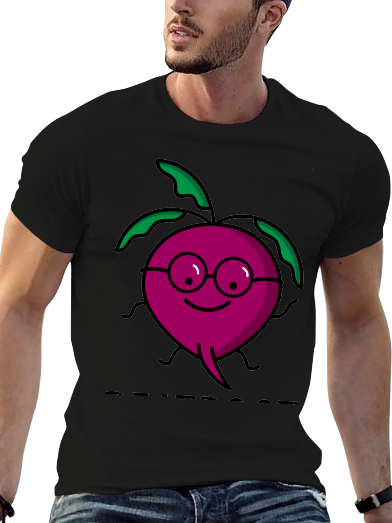 Black Beetroot Cartoon T-Shirt view 6