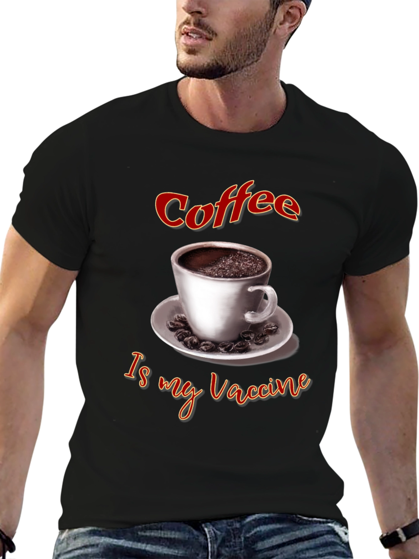 Black Coffee Is My Vaccine T-Shirt view 6
