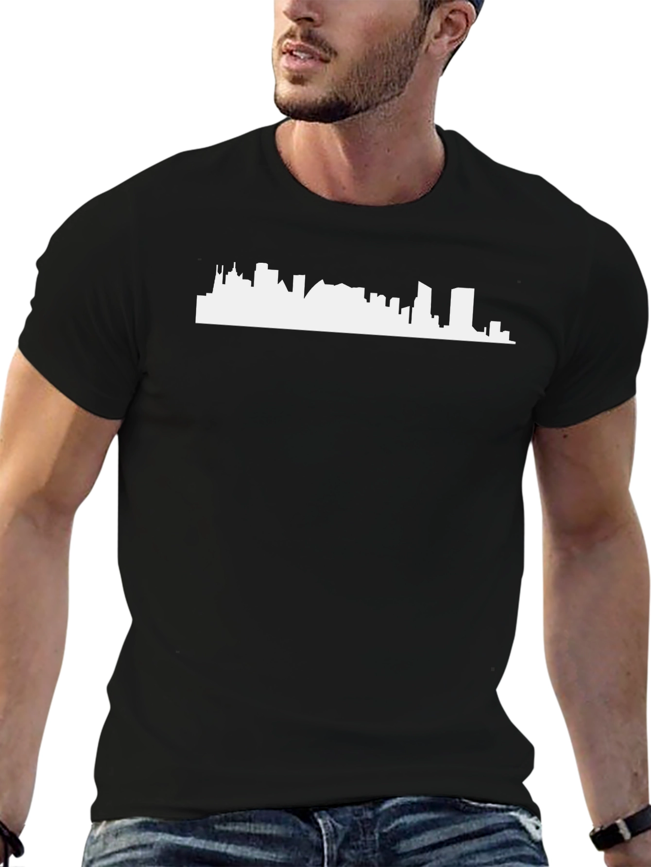 Black City Skyline Graphic T-Shirt view 6