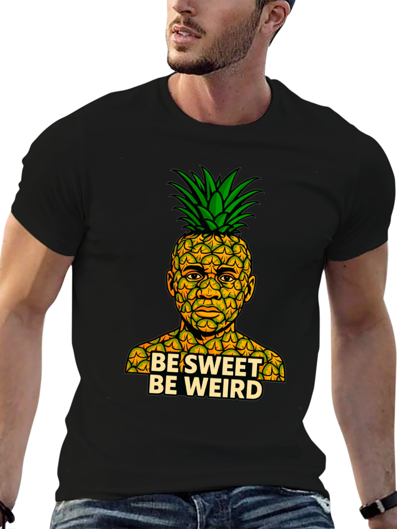 Black Be Sweet Be Weird Pineapple Graphic T-Shirt view 6