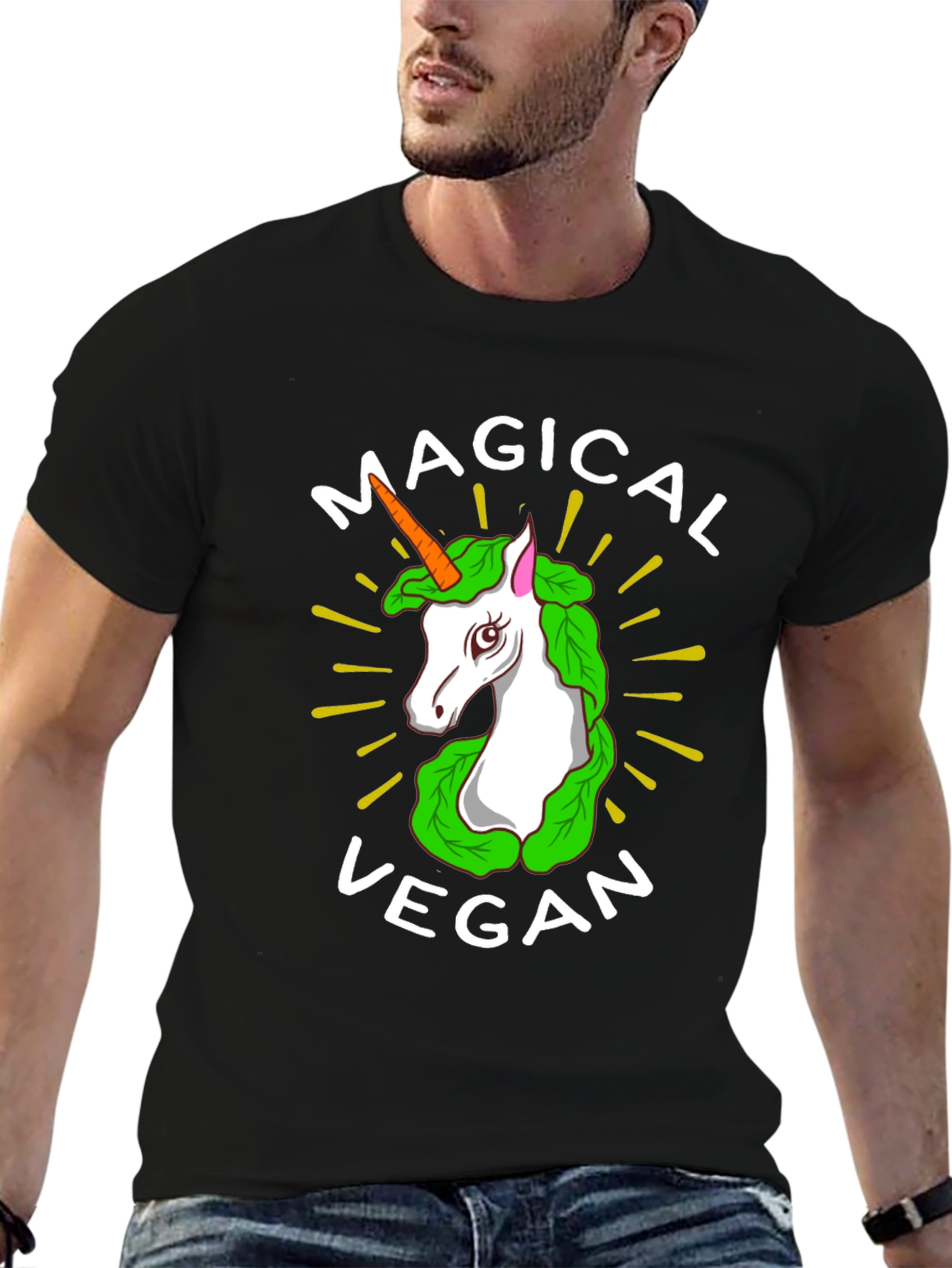 Black Magical Vegan Unicorn T-Shirt view 6