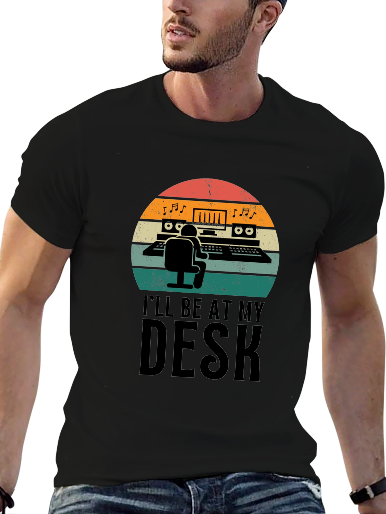 Black Music Producer T-Shirt - I'll Be At My Desk view 6