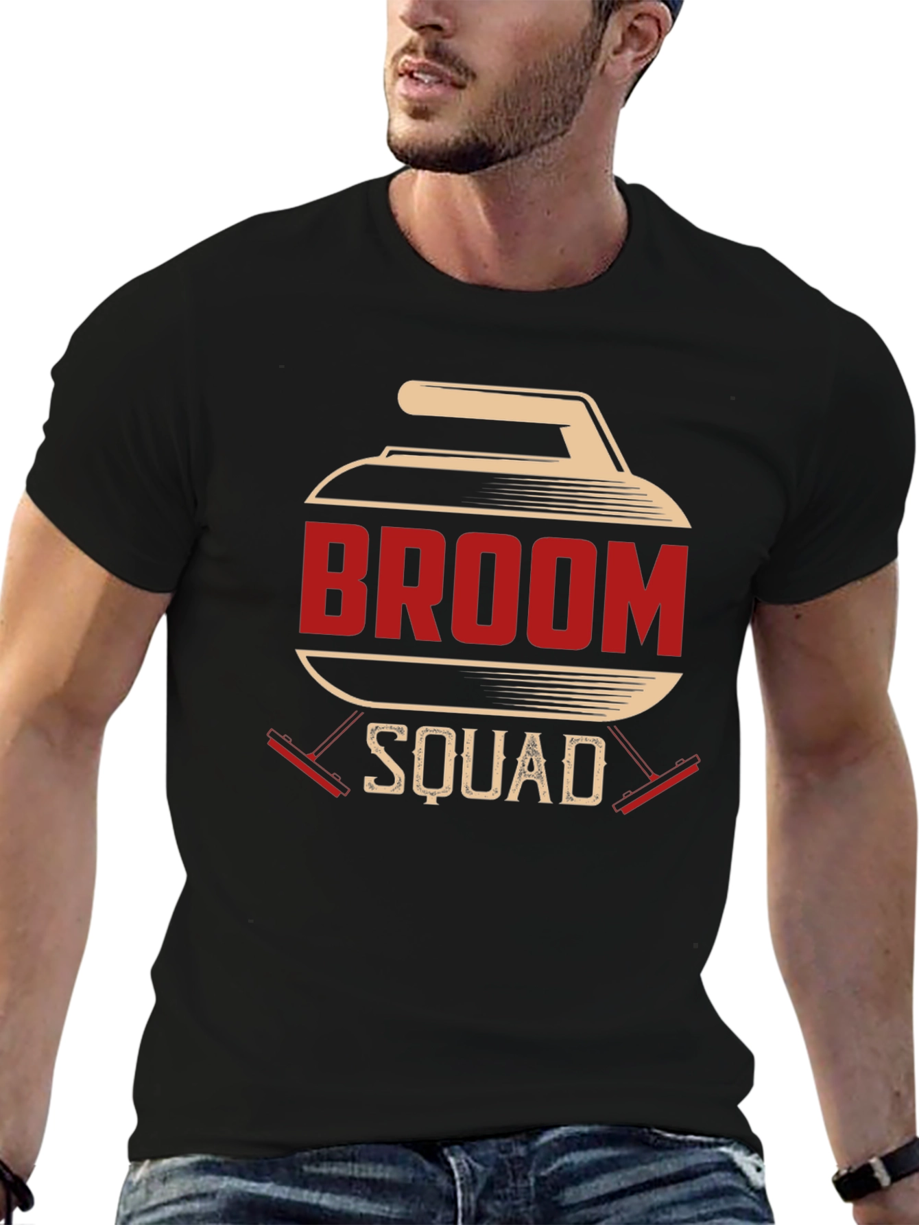 Black Broom Squad Curling T-Shirt view 6