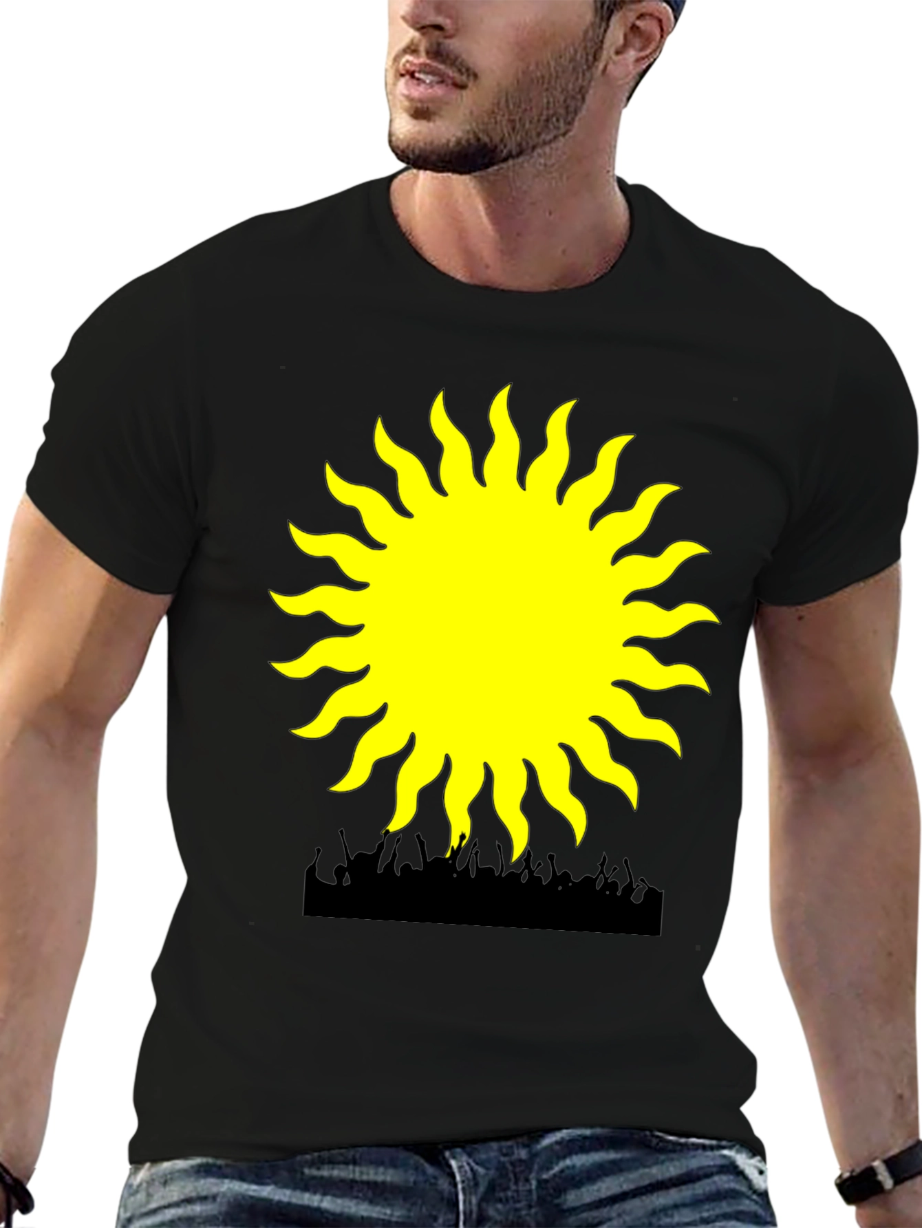 Black Radiant Sun Graphic Tee - Black Cotton Blend view 6