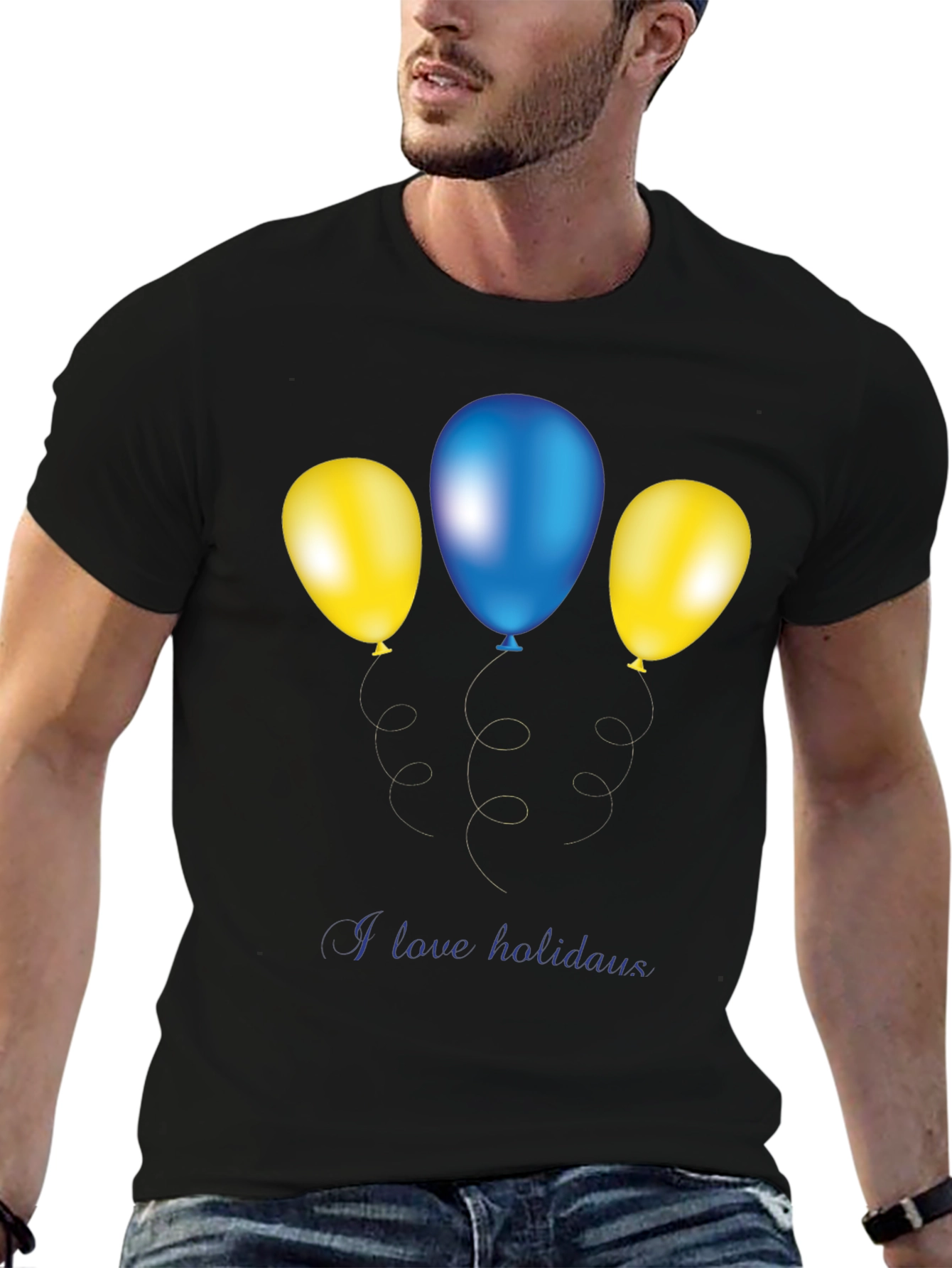 Black Festive Balloons Graphic Tee - Holiday Fun view 6