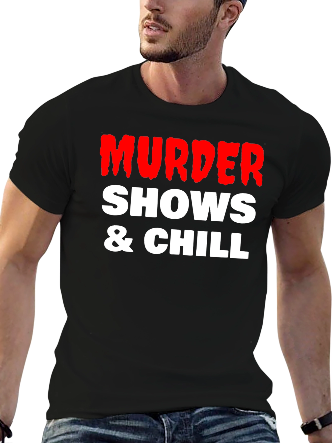 Black Murder Shows & Chill Graphic Tee view 6