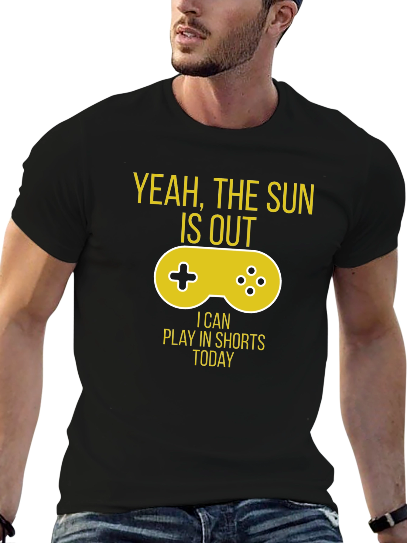 Black Yeah, The Sun is Out Gaming T-Shirt view 6