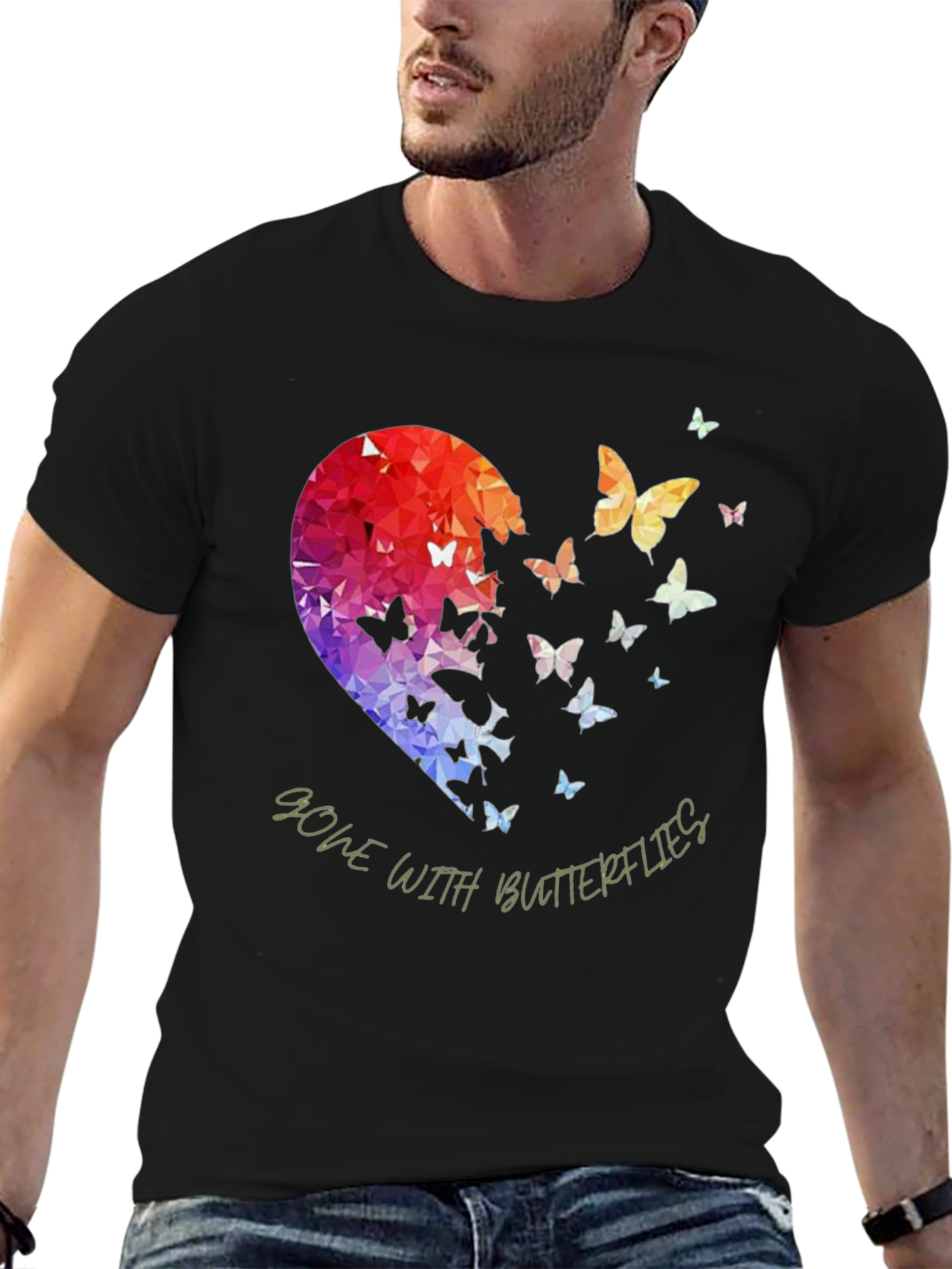 Black Gone With Butterflies Graphic T-Shirt view 6