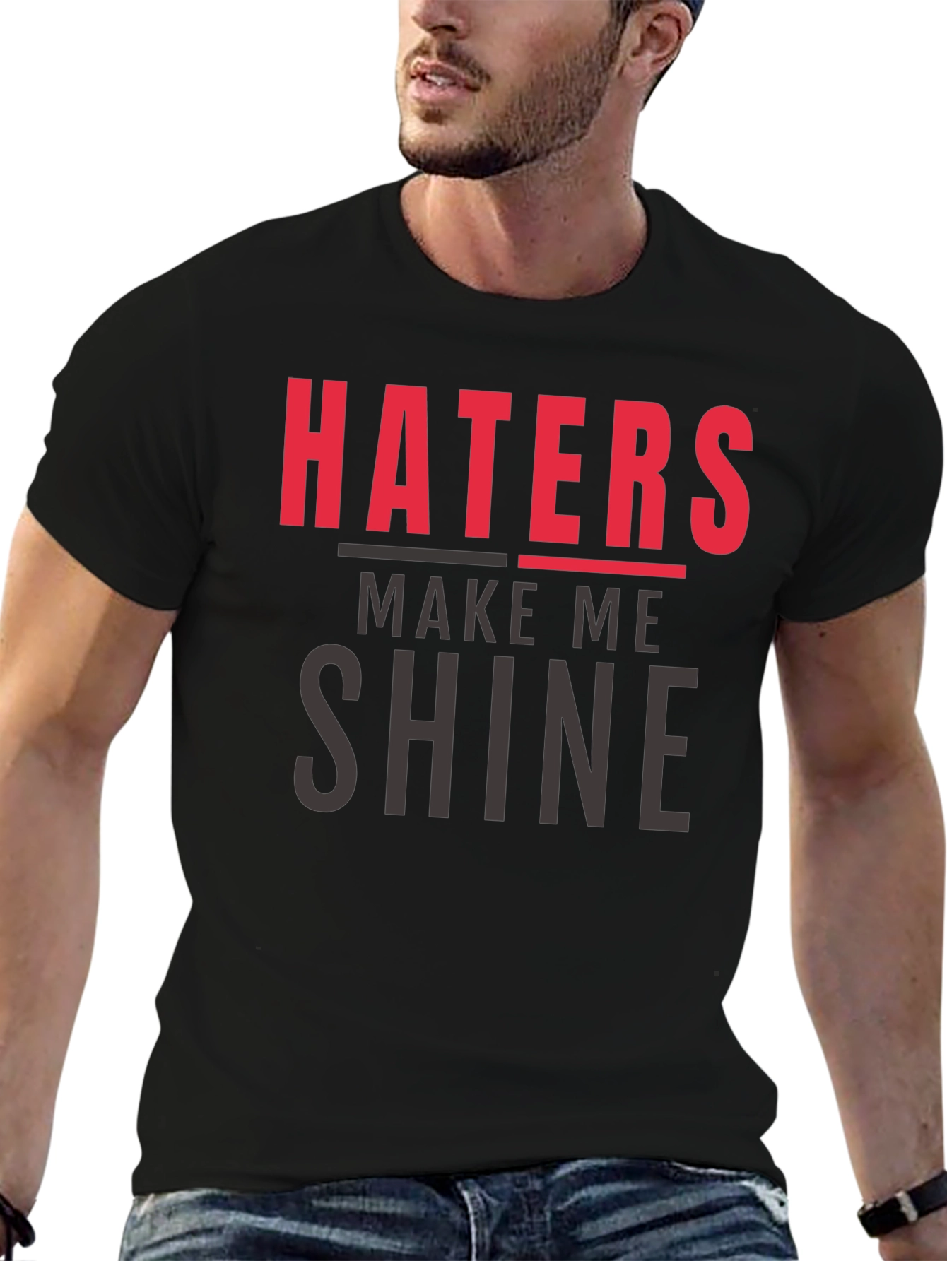Black Haters Make Me Shine Graphic Tee - Black view 6