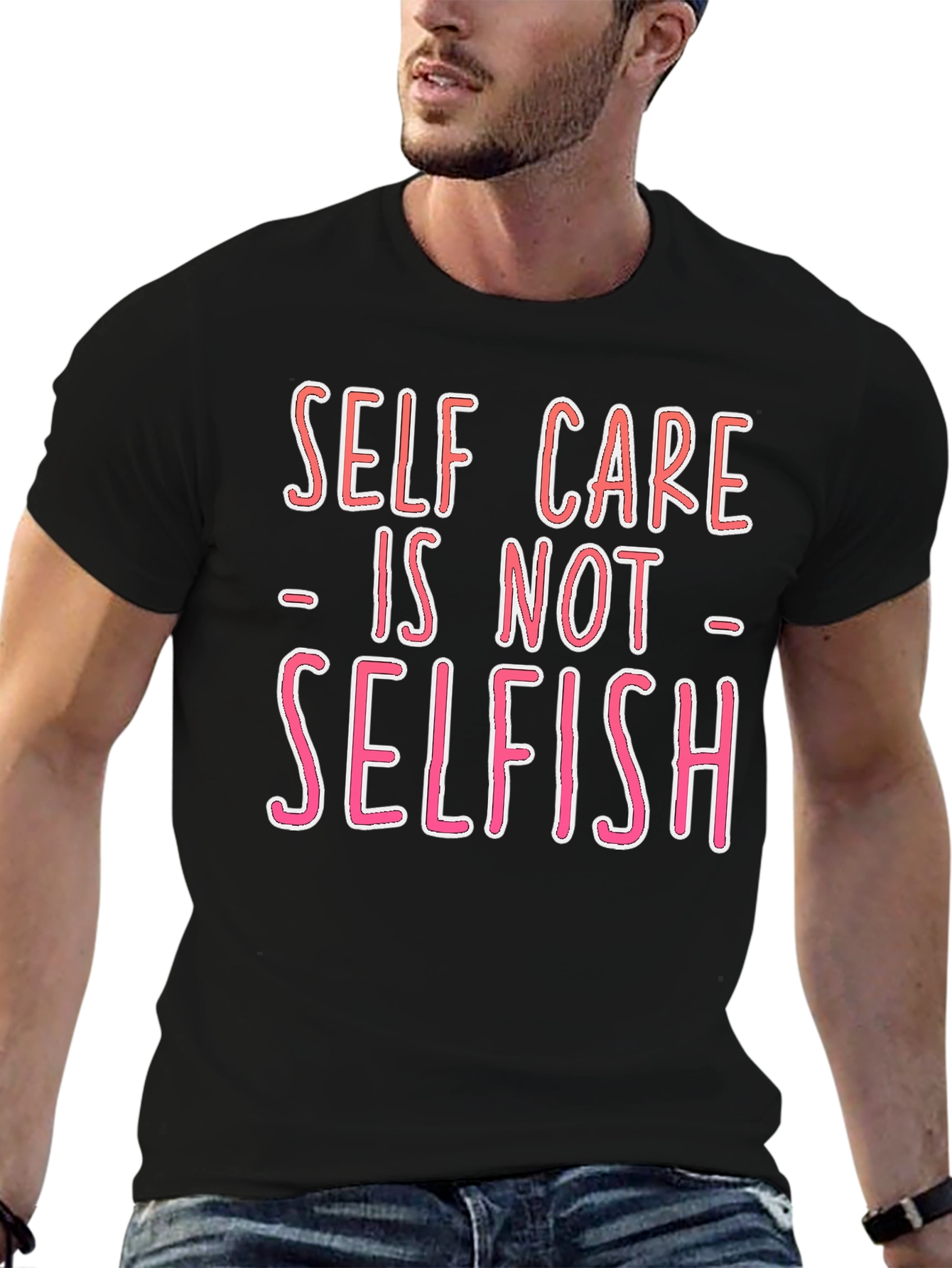 Black Self Care is Not Selfish Graphic Tee - Black view 6