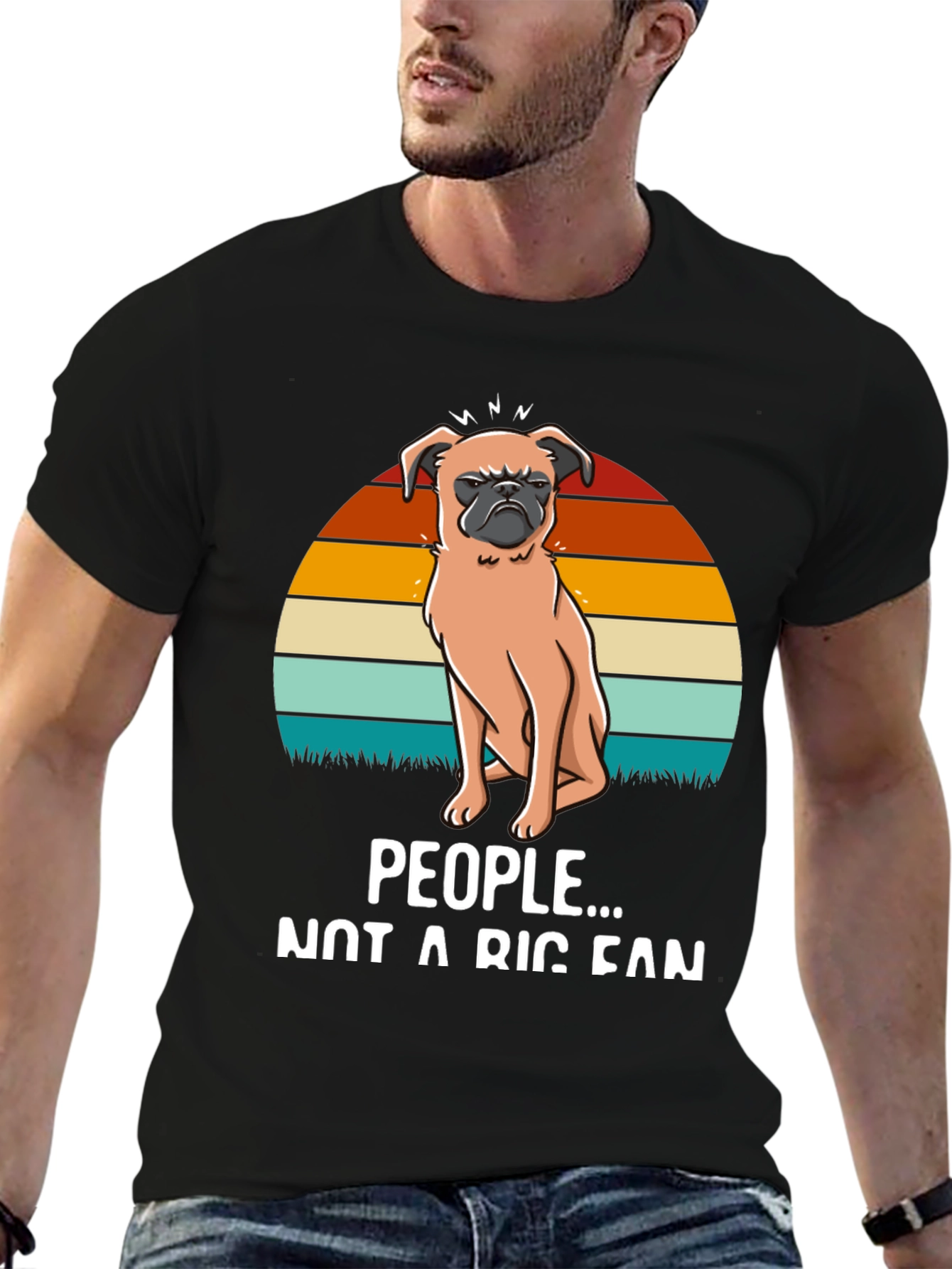 Black Grumpy Pug Tee - Not a People Person view 6