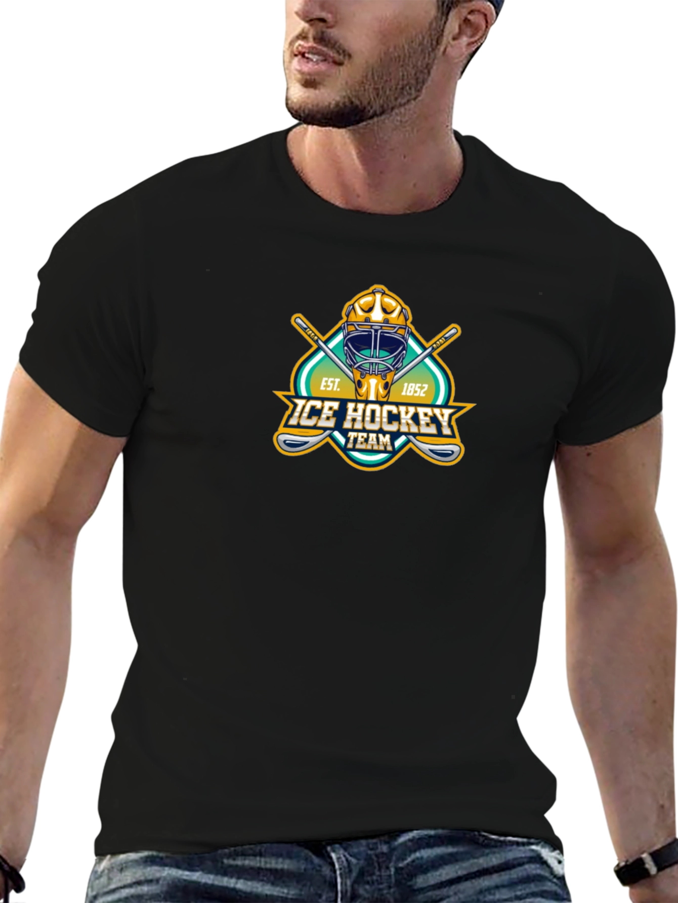 Black Ice Hockey Team Graphic T-Shirt - Vintage Style view 6