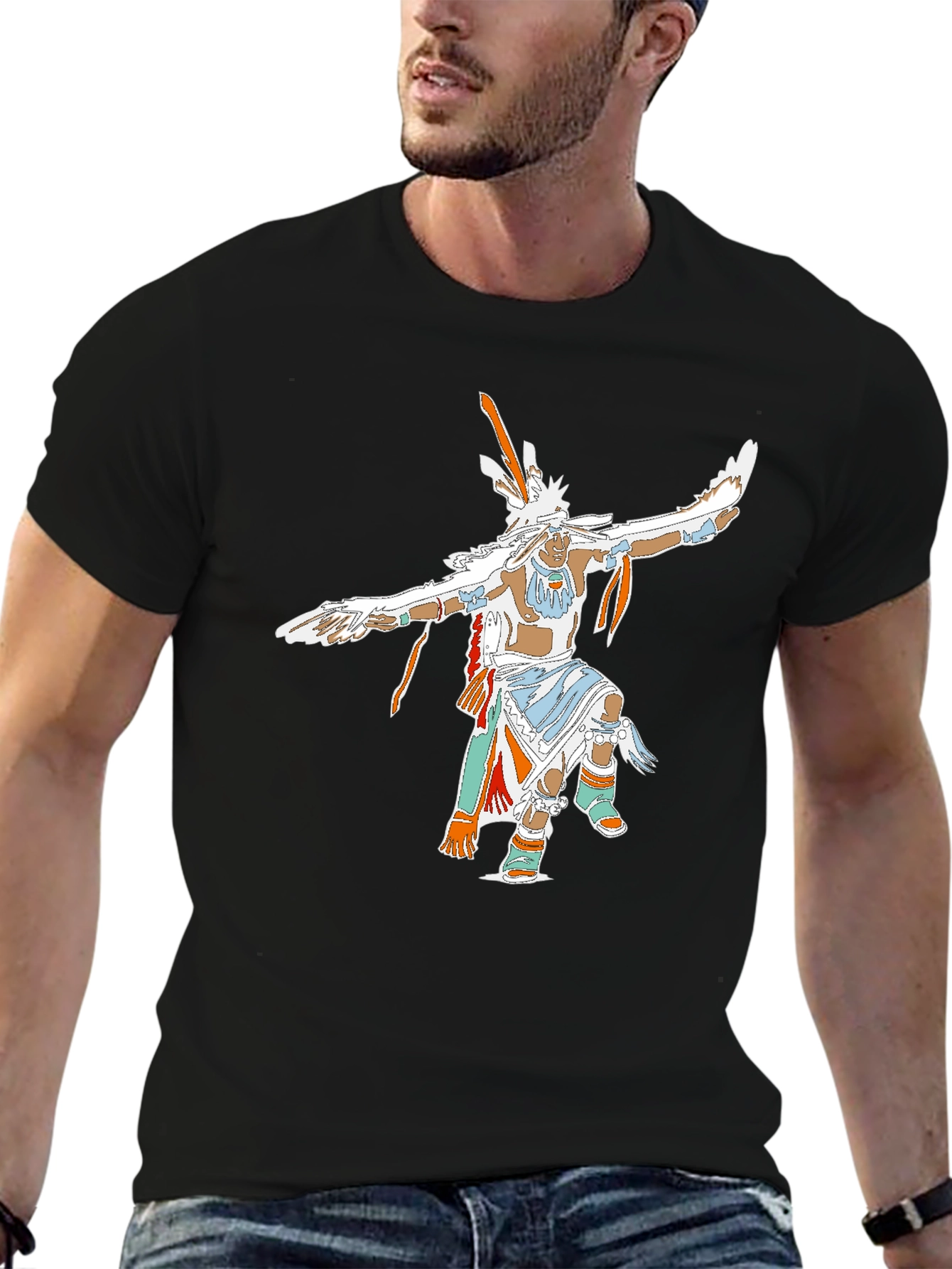 Black Native American Dancer Graphic T-Shirt view 6