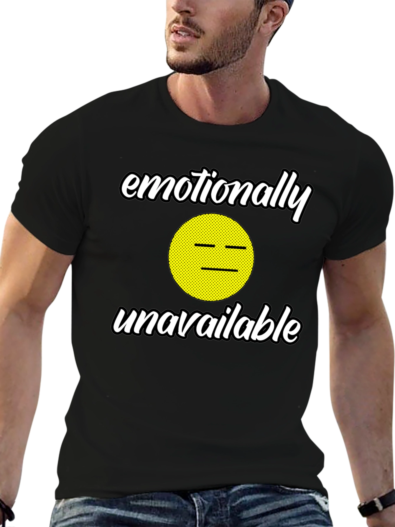 Black Emotionally Unavailable Graphic Tee - Funny Humor T-Shirt view 6
