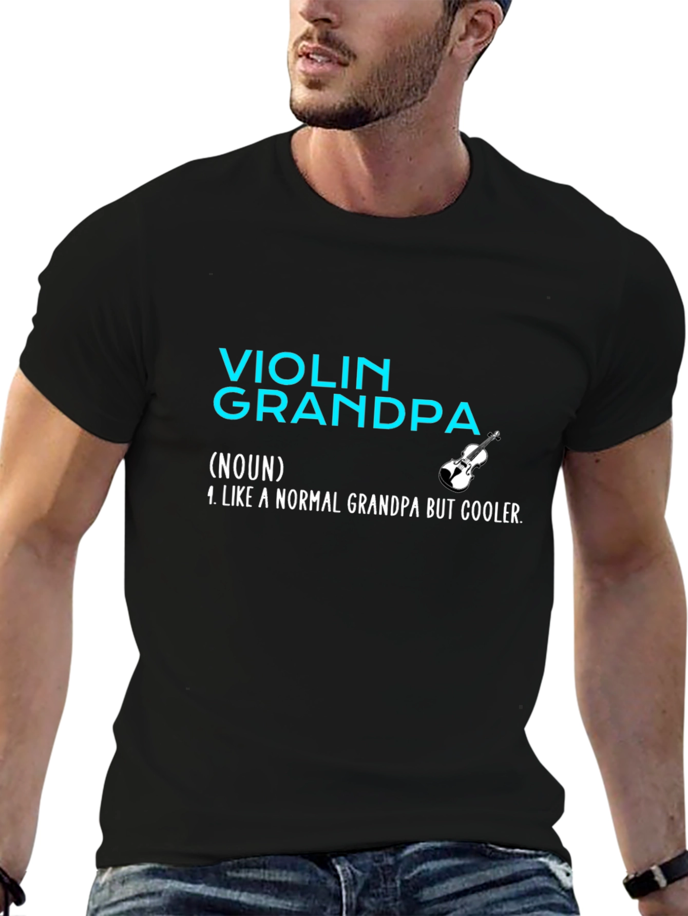 Black Violin Grandpa T-Shirt: Cool Grandfather Gift view 6